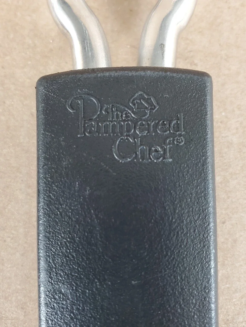 Pampered Chef Meat Fork Lifter Shredder Stainless Steel With Prong Covers